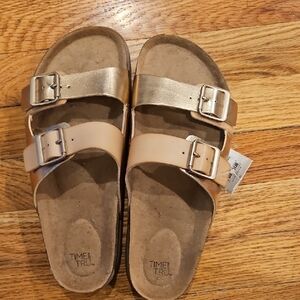 Time and Tru Kids Metallic Gold and Beige Sandals